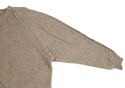 ISSEY MIYAKE MEN Ribbed Weave Patchwork Sweater Beige Size M