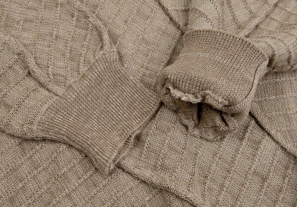 ISSEY MIYAKE MEN Ribbed Weave Patchwork Sweater Beige Size M