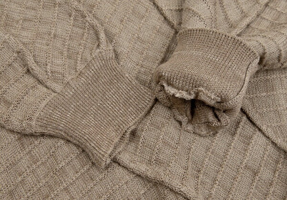 ISSEY MIYAKE MEN Ribbed Weave Patchwork Sweater Beige Size M