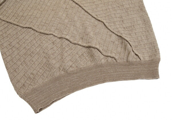 ISSEY MIYAKE MEN Ribbed Weave Patchwork Sweater Beige Size M