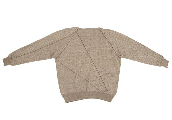 ISSEY MIYAKE MEN Ribbed Weave Patchwork Sweater Beige Size M