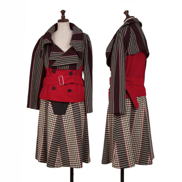 COMME des GARCONS Check Tweed Skirt Black/White Size S