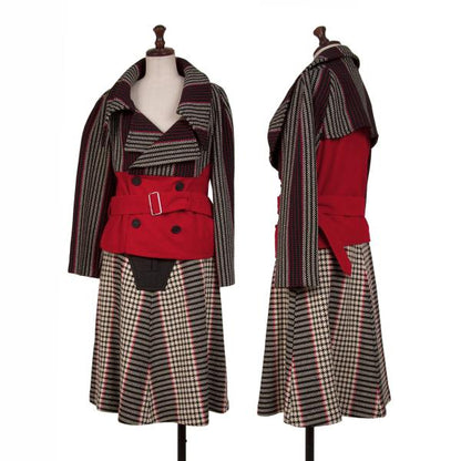 COMME des GARCONS Check Tweed Skirt Black/White Size S