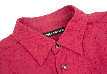 ISSEY MIYAKE MEN Cotton Wrinkle Pleat Shirt Red Size 3