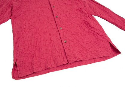 ISSEY MIYAKE MEN Cotton Wrinkle Pleat Shirt Red Size 3