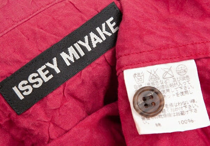 ISSEY MIYAKE MEN Cotton Wrinkle Pleat Shirt Red Size 3
