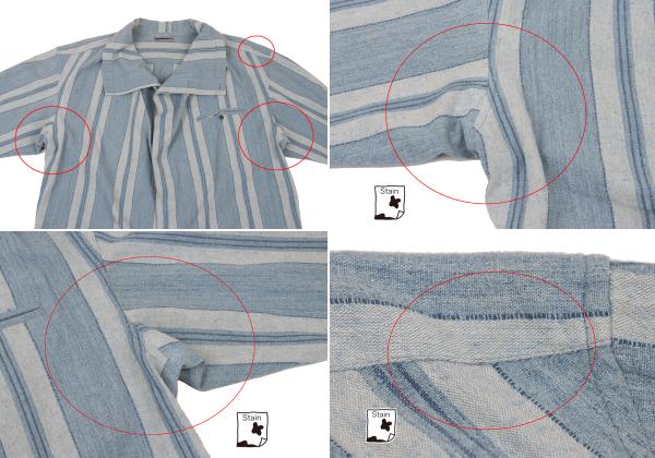 ISSEY MIYAKEMEN Stripe Stand Neck Long Light Blue Shirt Size M