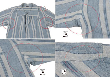 ISSEY MIYAKEMEN Stripe Stand Neck Long Light Blue Shirt Size M