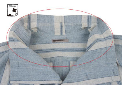 ISSEY MIYAKEMEN Stripe Stand Neck Long Light Blue Shirt Size M