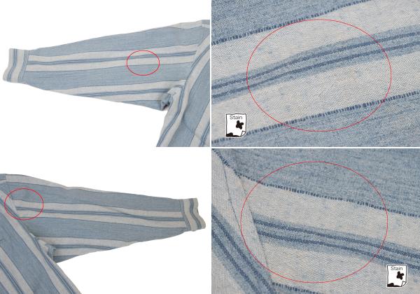 ISSEY MIYAKEMEN Stripe Stand Neck Long Light Blue Shirt Size M