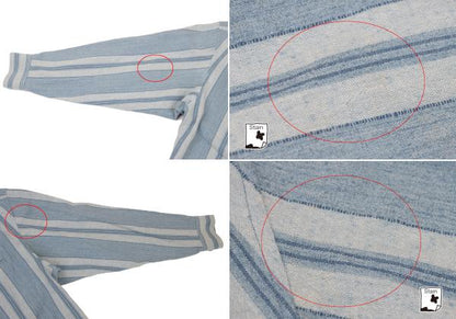 ISSEY MIYAKEMEN Stripe Stand Neck Long Light Blue Shirt Size M