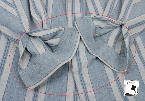 ISSEY MIYAKEMEN Stripe Stand Neck Long Light Blue Shirt Size M