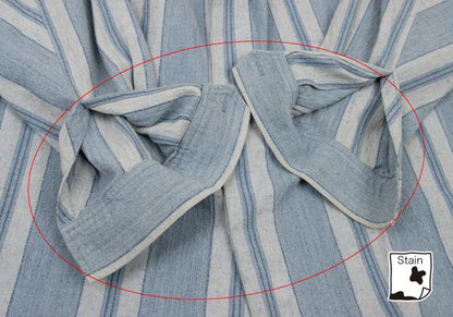 ISSEY MIYAKEMEN Stripe Stand Neck Long Light Blue Shirt Size M