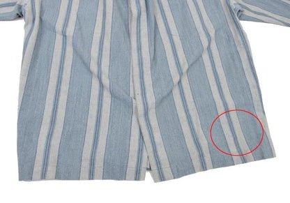 ISSEY MIYAKEMEN Stripe Stand Neck Long Light Blue Shirt Size M