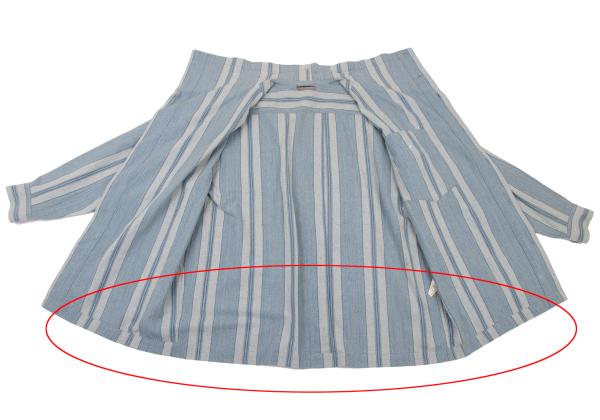 ISSEY MIYAKEMEN Stripe Stand Neck Long Light Blue Shirt Size M