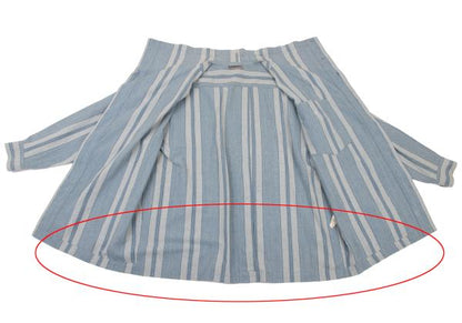 ISSEY MIYAKEMEN Stripe Stand Neck Long Light Blue Shirt Size M