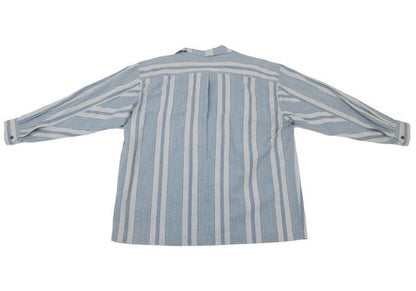 ISSEY MIYAKEMEN Stripe Stand Neck Long Light Blue Shirt Size M