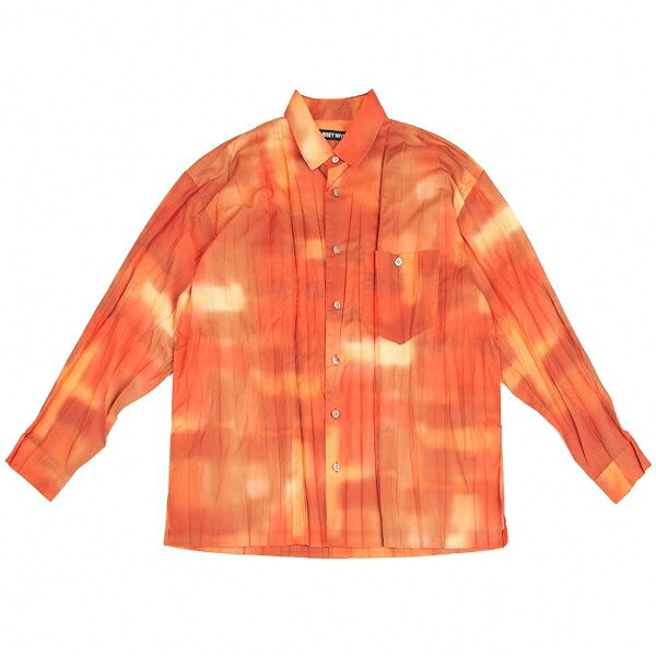 ISSEY MIYAKE MEN Tie-Dye Pleated Shirt Orange Size 4