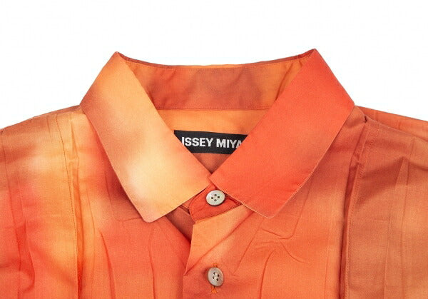 ISSEY MIYAKE MEN Tie-Dye Pleated Shirt Orange Size 4