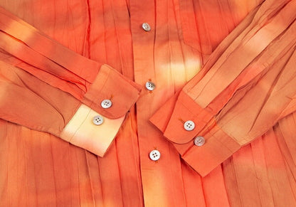 ISSEY MIYAKE MEN Tie-Dye Pleated Shirt Orange Size 4
