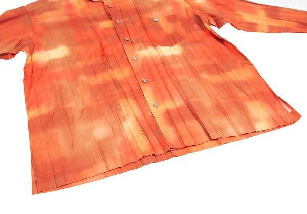ISSEY MIYAKE MEN Tie-Dye Pleated Shirt Orange Size 4