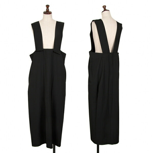 Y's Wool Gabardine Suspender Skirt Black Size 3