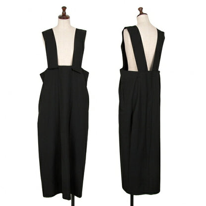 Y's Wool Gabardine Suspender Skirt Black Size 3
