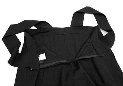Y's Wool Gabardine Suspender Skirt Black Size 3