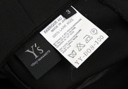 Y's Wool Gabardine Suspender Skirt Black Size 3