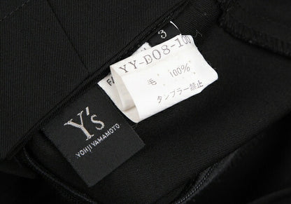 Y's Wool Gabardine Suspender Skirt Black Size 3