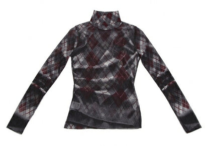 Jean Paul GAULTIER FEMME Argyle Knit Powernet Top Size 40
