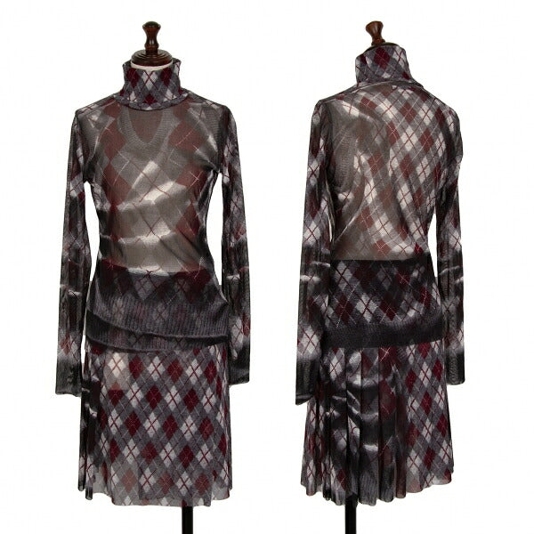 Jean Paul GAULTIER FEMME Argyle Knit Powernet Top Size 40