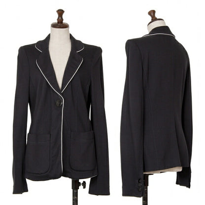 ARMANI COLLEZIONI Piping Herringbone Jacket Navy Size 42