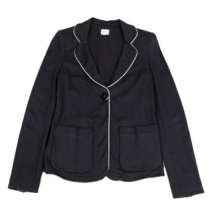 ARMANI COLLEZIONI Piping Herringbone Jacket Navy Size 42