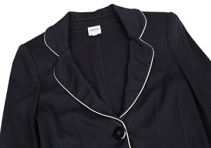 ARMANI COLLEZIONI Piping Herringbone Jacket Navy Size 42