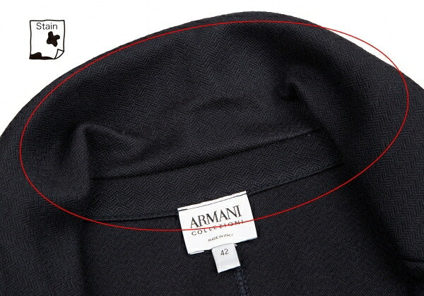 ARMANI COLLEZIONI Piping Herringbone Jacket Navy Size 42
