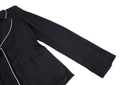 ARMANI COLLEZIONI Piping Herringbone Jacket Navy Size 42