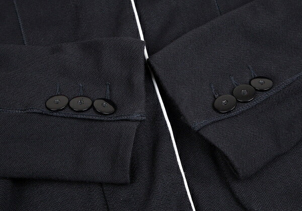 ARMANI COLLEZIONI Piping Herringbone Jacket Navy Size 42