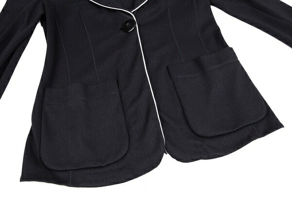 ARMANI COLLEZIONI Piping Herringbone Jacket Navy Size 42