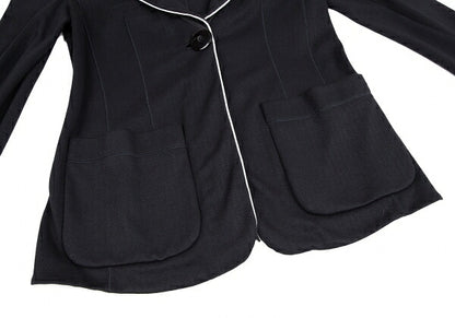 ARMANI COLLEZIONI Piping Herringbone Jacket Navy Size 42