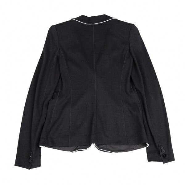 ARMANI COLLEZIONI Piping Herringbone Jacket Navy Size 42