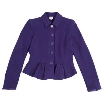 ARMANI COLLEZIONI Wool Hem Gather Jacket Purple Size 42