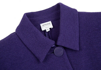 ARMANI COLLEZIONI Wool Hem Gather Jacket Purple Size 42