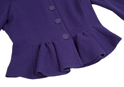 ARMANI COLLEZIONI Wool Hem Gather Jacket Purple Size 42