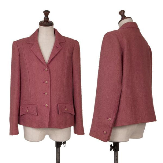 CHANEL CREATIONS Wool Tweed Lion Button Jacket Pink Size 10