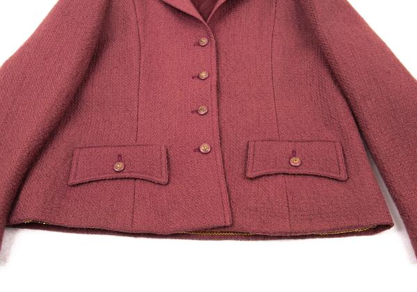 CHANEL CREATIONS Wool Tweed Lion Button Jacket Pink Size 10