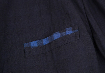 ISSEY MIYAKE MEN Navy Block Check Lined Wool Jacket Size 4