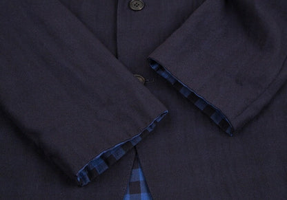 ISSEY MIYAKE MEN Navy Block Check Lined Wool Jacket Size 4