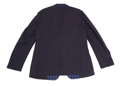 ISSEY MIYAKE MEN Navy Block Check Lined Wool Jacket Size 4