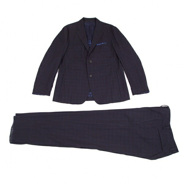 ISSEY MIYAKE MEN Navy Block Check Lined Wool Jacket Size 4